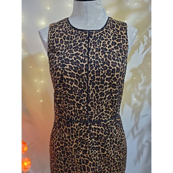 J. Crew NWT Leopard Animal Print Sheath Dress Womens Size 2 Bi-Stretch Cotton - Picture 6 of 13